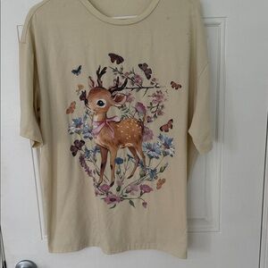 Deer Graphic oversized T-Shirt - or mini dress if adding belt